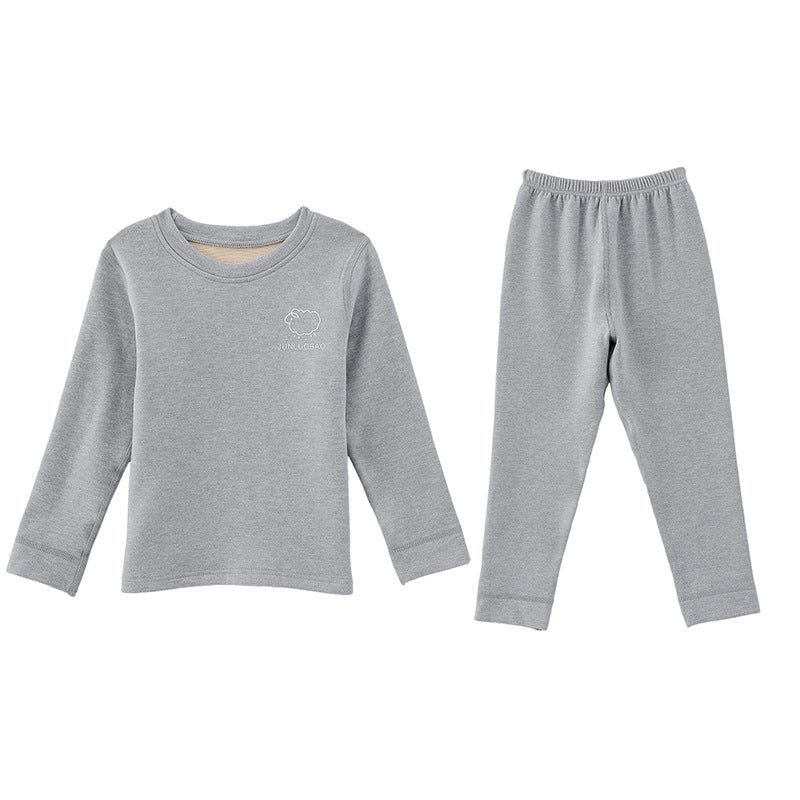 Children'S Wool Thermal Underwear Suit Baby Silk Autumn Clothes Long Pants Middle And Big Children Double-Sided Brushed Pajamas - Image 1