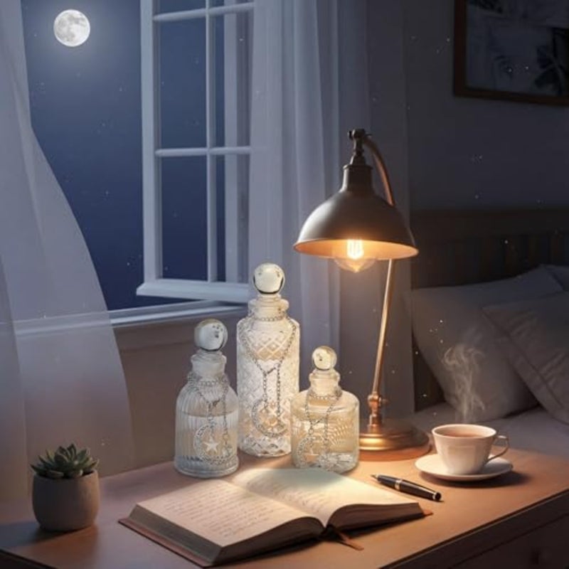 3 Pcs Moon Energy Glass Bottle with 3 Lunar Star Spiritual Moonlight Water Jar Chain Charging Container with Lid for Infusing Intentions Crystal Cleansing Meditation Witchcraft Home Clear - Image 4