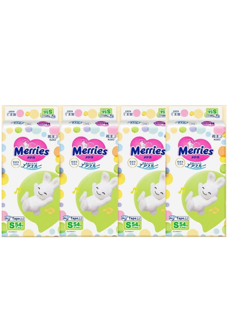 Merries Diapers Baby Diapers S 54 pcs 4-8 KG,Pack of 4 - Image 1