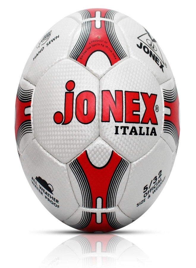 Jonex JJ Jonex Football, 32 Panel Size 5 Soccer Balls for Professional Players (White Red - Italia) - Image 1
