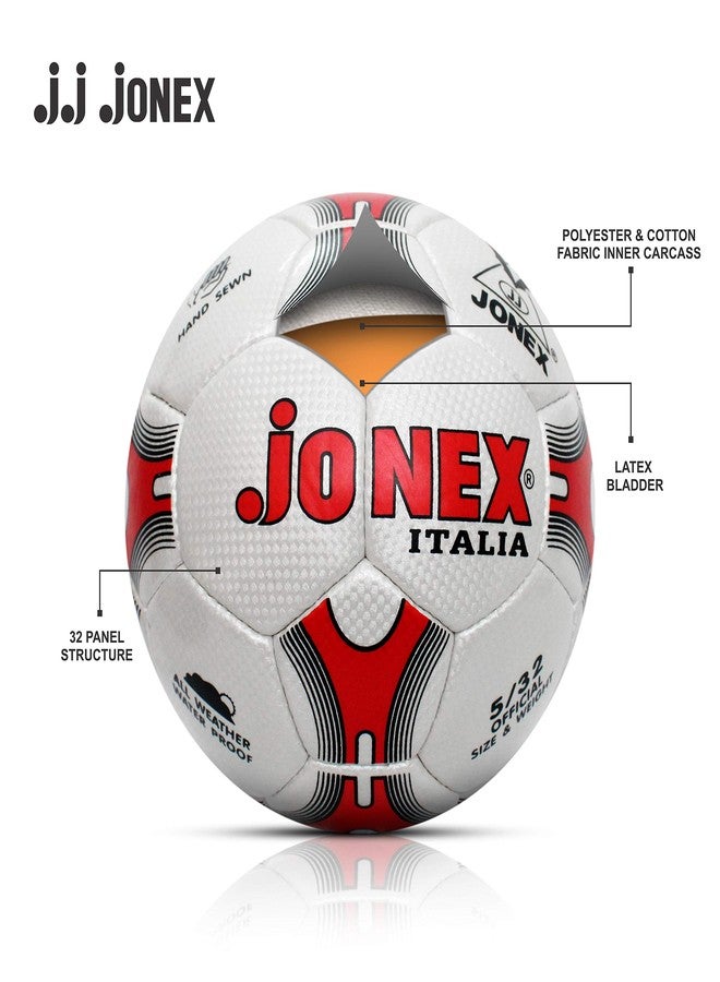 Jonex JJ Jonex Football, 32 Panel Size 5 Soccer Balls for Professional Players (White Red - Italia) - Image 4