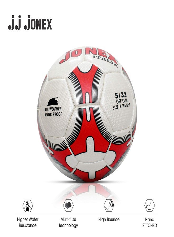 Jonex JJ Jonex Football, 32 Panel Size 5 Soccer Balls for Professional Players (White Red - Italia) - Image 5