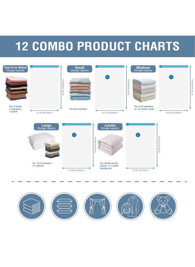 Cozy Essential 12 Pack Vacuum Storage Bags, Space Saver Vacuum Storage Bags, Vacuum Seal Bags for Clothing, Clothes, Comforters and Blankets, Hand Pump Included - Image 5