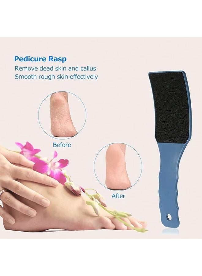 مبرد القدمين البلاستيكي المطور مزدوج الجوانب لإزالة الجلد الميت بمقبض مريح أزرق - Image 2