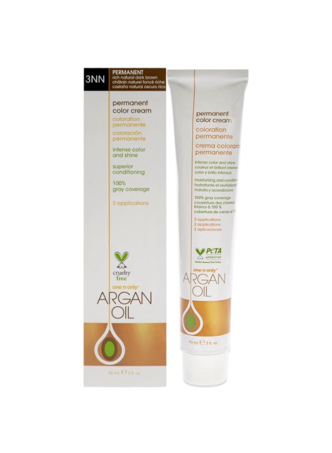 One N Only Permanent Hair Color Permanent Hair Dye Made with Argan Oil Delivers Rich Accurate Tones with Gray Coverage Improves Moisture Elasticity 3NN Rich Natural Dark Brown 3 oz - Image 2
