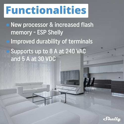 Shelly شيللي 1 ميني جين 3 | مفتاح ذكي واي فاي ريلاي 1 قناة 8A | أتمتة المنزل | بوابة بلوتوث | متوافق مع أليكسا وجوجل هوم | تطبيق iOS أندرويد | لا حاجة إلى محور | جهات اتصال جافة (عبوة 2) - Image 4