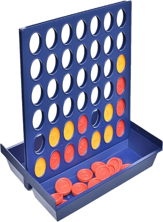 Plastic Connect Four Game With Sliding Around Board And Made Of High Quality Materials Ideal Travelling Companion Add More Entertaining For Kids - Multi Color 