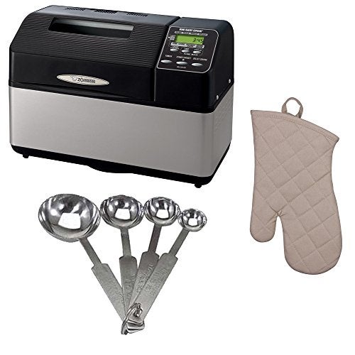 Zojirushi BB-CEC20 Home Bakery Supreme 2-Pound-Loaf Breadmaker, Black Includes Stainless Steel Measuring Spoon Set and Oven Mitt - Image 1
