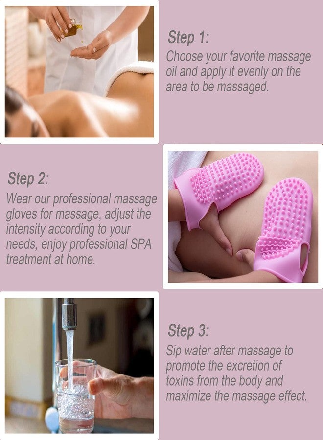 Wumimi Professional Massage Mitts, Silicone Body Exfoliating Gloves, Two-sided Gentle Skin Care Tool, Anti Cellulite Lymphatic Drainage, Back Scrubber (pink) - Image 2
