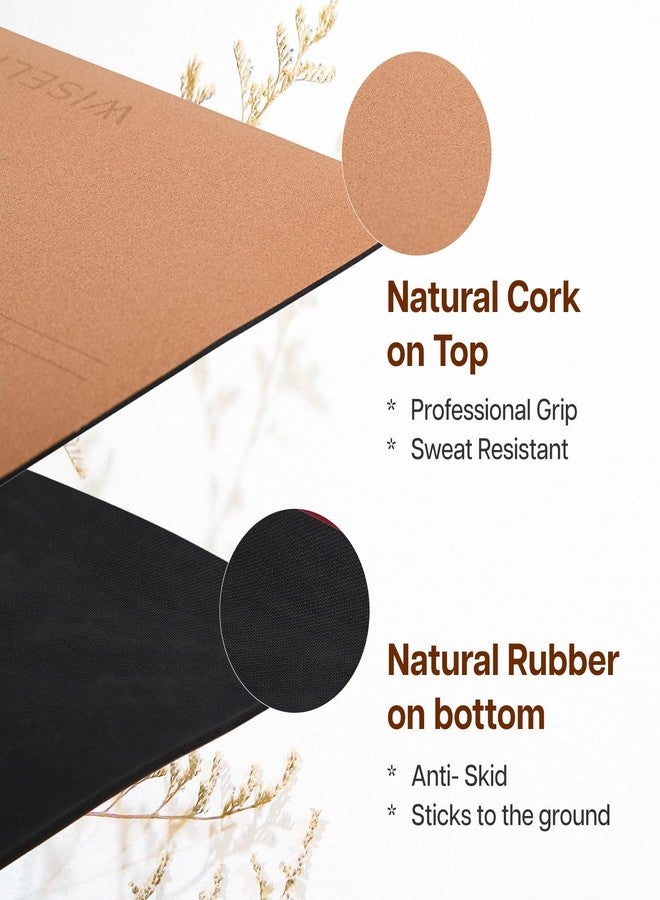 Wiselife Cork Natural Rubber Yoga Mat/Carry Strap (5MM | Extra Large Extra Wide | Anti skid Anti slip) for Yoga & Workout (Cork) - Image 3