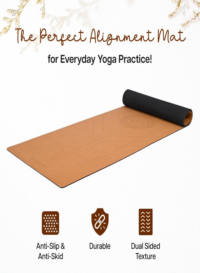 Wiselife Cork Natural Rubber Yoga Mat/Carry Strap (5MM | Extra Large Extra Wide | Anti skid Anti slip) for Yoga & Workout (Cork) - Image 4