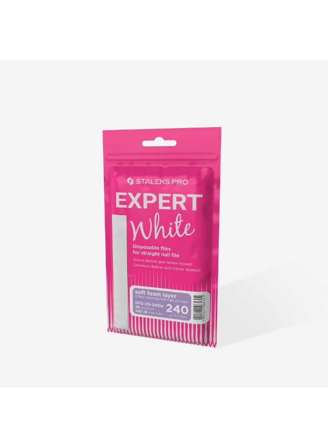 STALEKS PRO Disposable white files for straight nail file on a soft foam layer - EXPERT 20 | 240 grit (30 pcs) - Image 4