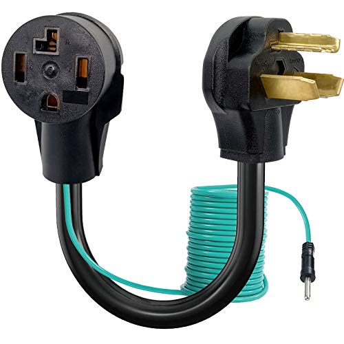 WimiSom Dryer Adapter Cord, 4 Prong to 3 Prong Dryer Adapter Cord Convert 4 Prong Dryer Plug to 3 Prong Wall Outlet, Nema 10-30P Male to 14-30R Female with Safety Ground Wire, 1.5FT STW 10AWG 30Amp 110V/250V - Image 1