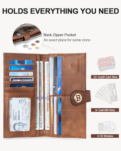 BOSTANTEN Slim Wallet Women Leather RFID Blocking Credit Card Holder Bifold Thin Wallet with Zipper Pocket Black＆Brown - Image 2