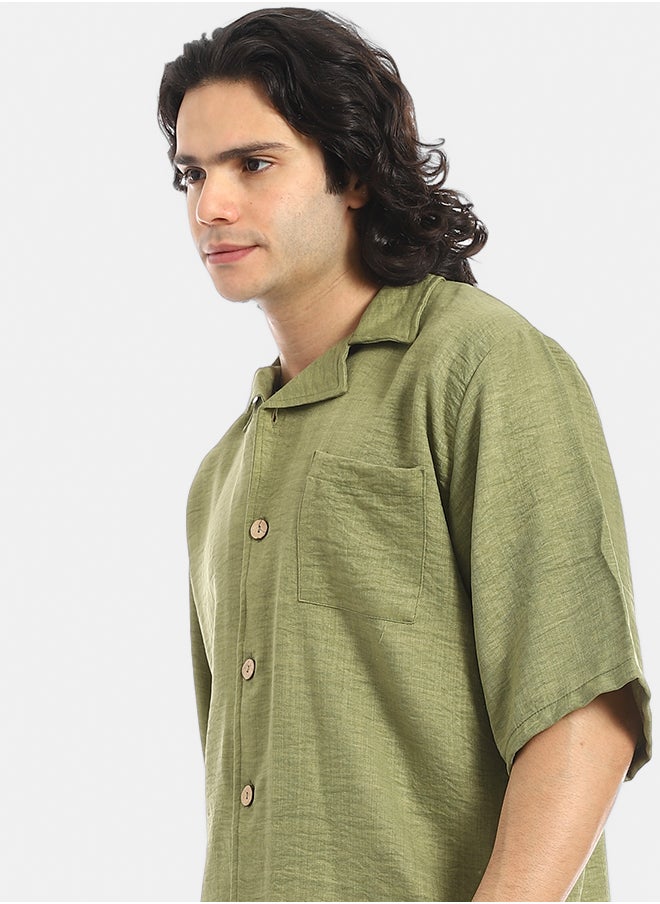 Red Circle Button Closure Trendy Shirt and Shorts Set  - Image 4