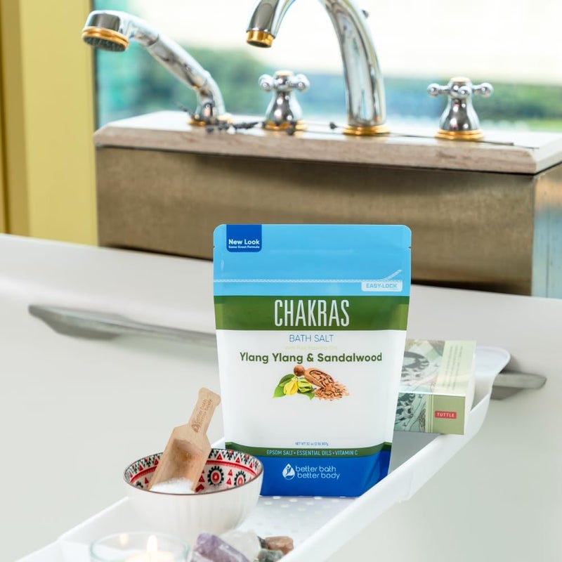 Better Bath Better Body Chakras Bath Salt 32 Ounces Epsom Salt with Natural Ylang Ylang, Sandalwood, Eucalyptus, Frankincense, Chamomile and Cinnamon Essential Oils Plus Vitamin C in BPA Free Pouch with Easy Press-Lock Seal - Image 5