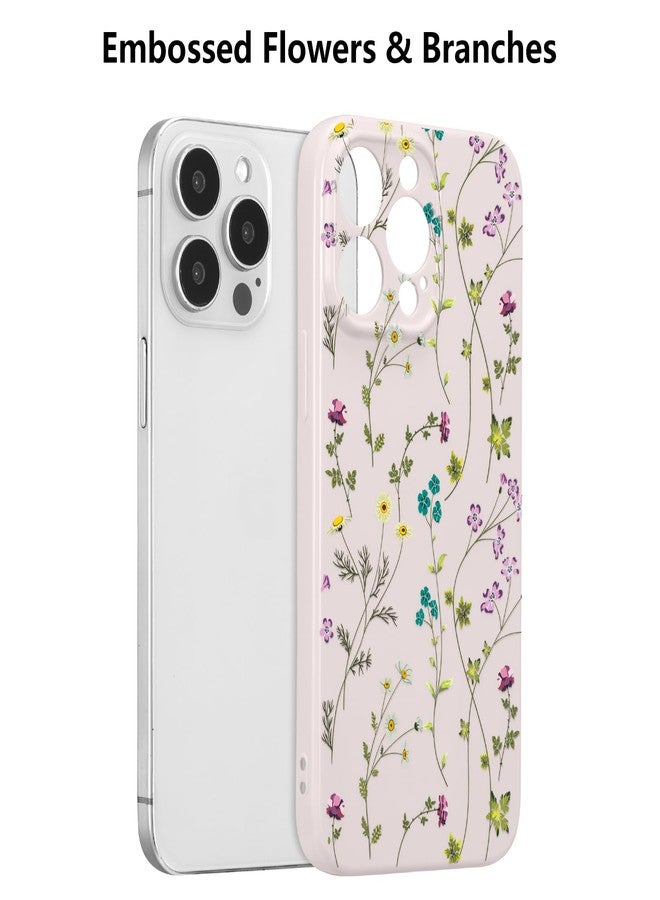 RALEAVO جراب RALEAVO مزين بالزهور لهاتف iPhone 14 Pro (6.1 بوصة)، جراب سيليكون مزين بالزهور للبنات، مقاوم للصدمات، مع نقوش لطيفة، جراب واقٍ لهاتف iPhone 14 Pro - بنفسجي - Image 3