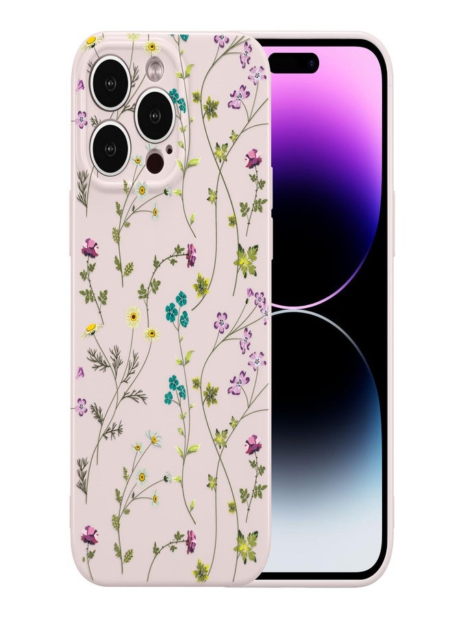RALEAVO جراب RALEAVO مزين بالزهور لهاتف iPhone 14 Pro (6.1 بوصة)، جراب سيليكون مزين بالزهور للبنات، مقاوم للصدمات، مع نقوش لطيفة، جراب واقٍ لهاتف iPhone 14 Pro - بنفسجي - Image 1