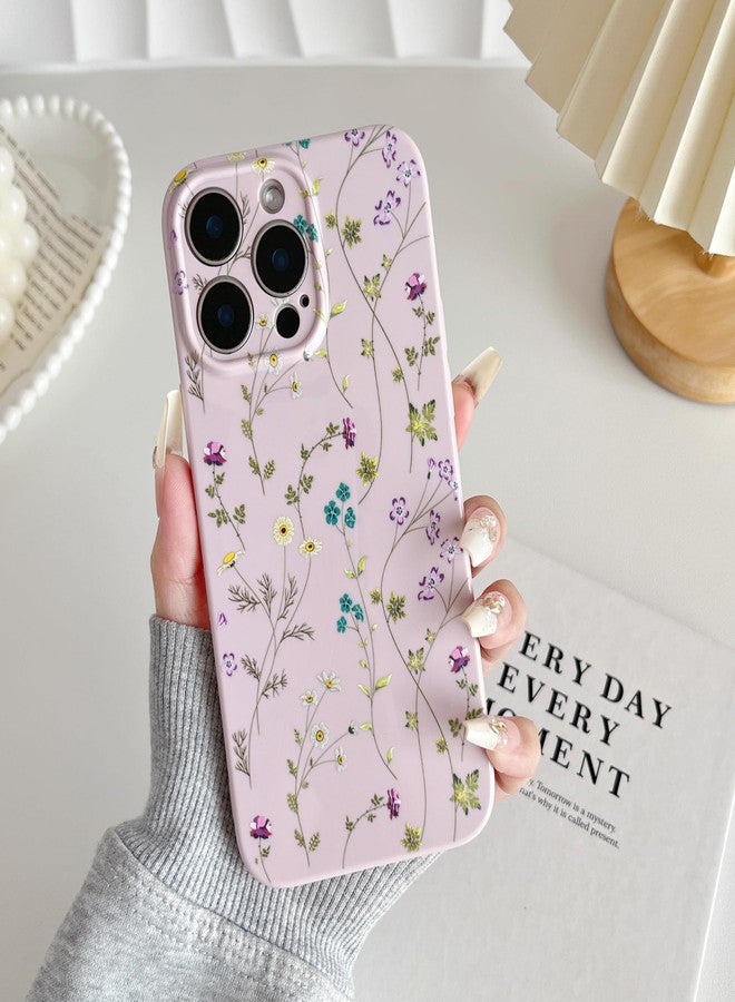 RALEAVO جراب RALEAVO مزين بالزهور لهاتف iPhone 14 Pro (6.1 بوصة)، جراب سيليكون مزين بالزهور للبنات، مقاوم للصدمات، مع نقوش لطيفة، جراب واقٍ لهاتف iPhone 14 Pro - بنفسجي - Image 2