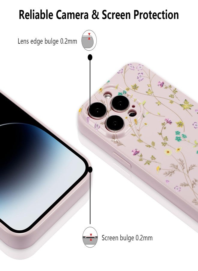 RALEAVO جراب RALEAVO مزين بالزهور لهاتف iPhone 14 Pro (6.1 بوصة)، جراب سيليكون مزين بالزهور للبنات، مقاوم للصدمات، مع نقوش لطيفة، جراب واقٍ لهاتف iPhone 14 Pro - بنفسجي - Image 5