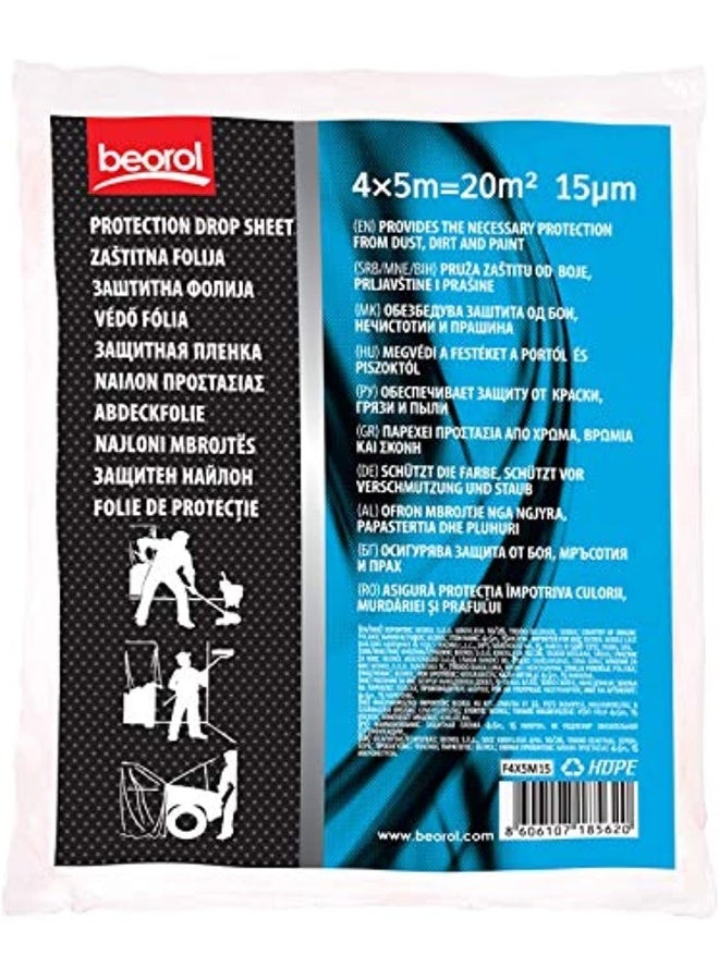 Beorol Painter Plastic Drop Cloths Sheet Waterproof Anti-Dust Furniture Cover F4X5M15 4X5M 15 Micron - Image 1