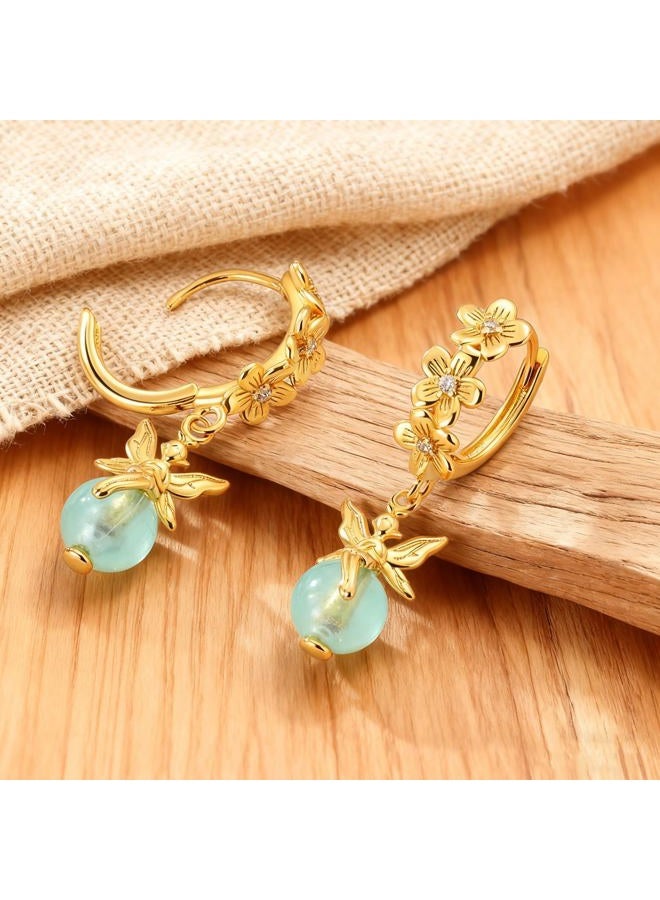 Hapour Gold Plated 925 Sterling Silver Dangle Earrings Trendy Dangle Hoop Earrings for Women Cubic Zirconia Heart Butterfly Drop Lightweight Dainty Earrings, Sterling Silver, Cubic Zirconia - Image 3