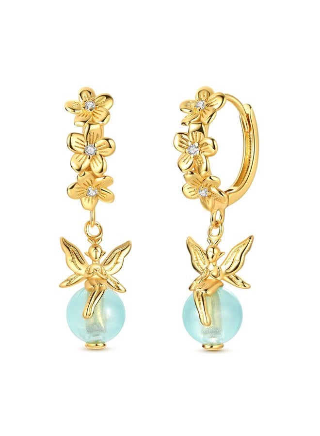 Hapour Gold Plated 925 Sterling Silver Dangle Earrings Trendy Dangle Hoop Earrings for Women Cubic Zirconia Heart Butterfly Drop Lightweight Dainty Earrings, Sterling Silver, Cubic Zirconia - Image 1