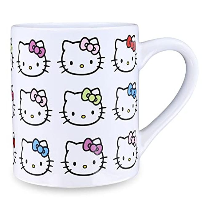 Silver Buffalo Sanrio Hello Kitty Faces and Bows Pattern Ceramic Coffee Mug, 14 Ounces - Image 2