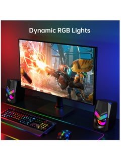 Excefore V20 PC Speakers for Desktop, Mini RGB Computer Speakers, USB Powered 3.5mm Aux Portable Gaming Speakers, Multimedia Speakers for Laptop, Monitor Speakers Plug and Play  - Image 4