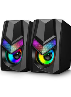 Excefore V20 PC Speakers for Desktop, Mini RGB Computer Speakers, USB Powered 3.5mm Aux Portable Gaming Speakers, Multimedia Speakers for Laptop, Monitor Speakers Plug and Play  - Image 1
