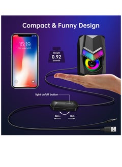 Excefore V20 PC Speakers for Desktop, Mini RGB Computer Speakers, USB Powered 3.5mm Aux Portable Gaming Speakers, Multimedia Speakers for Laptop, Monitor Speakers Plug and Play  - Image 5