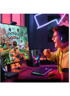 Excefore V20 PC Speakers for Desktop, Mini RGB Computer Speakers, USB Powered 3.5mm Aux Portable Gaming Speakers, Multimedia Speakers for Laptop, Monitor Speakers Plug and Play  - Image 3