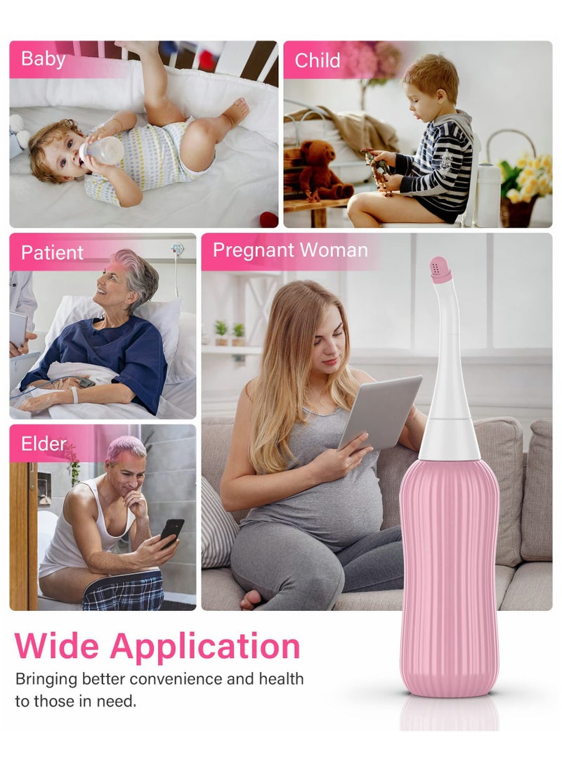 Portable Peri Bottle for Postpartum Care - Travel Bidet with 2 Silicone Nozzles, Cleaning Brush and Travel Bag - 450ml Capacity - Image 5