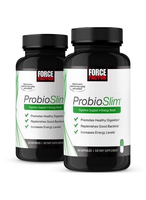Probioslim Probiotic Supplement For Women And Men With Probiotics And Green Tea Extract Reduce Gas Bloating Constipation Support Digestive And Gut Health Force Factor 120 Capsules (2Pack)