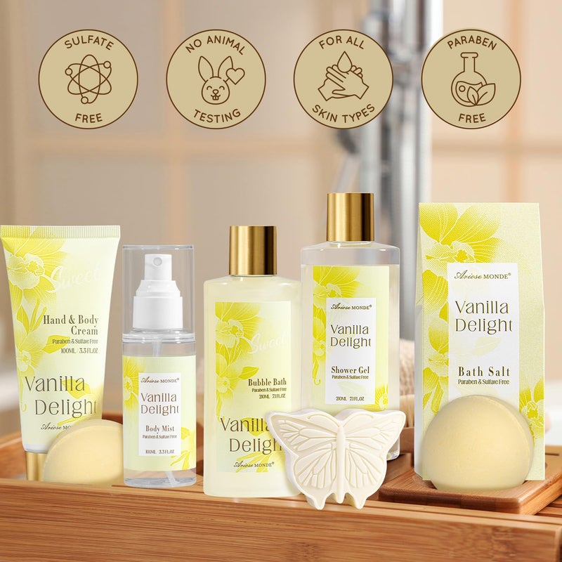 ArioseMonde Spa Gifts for Women 15Pcs Vanilla Rose Women Spa Gift Baskets wBody Mist Diffuser Bath Bomb Relaxing Bath Sets Mothers Day Gifts for Mom Unique Birthday Gift Basket - Image 3