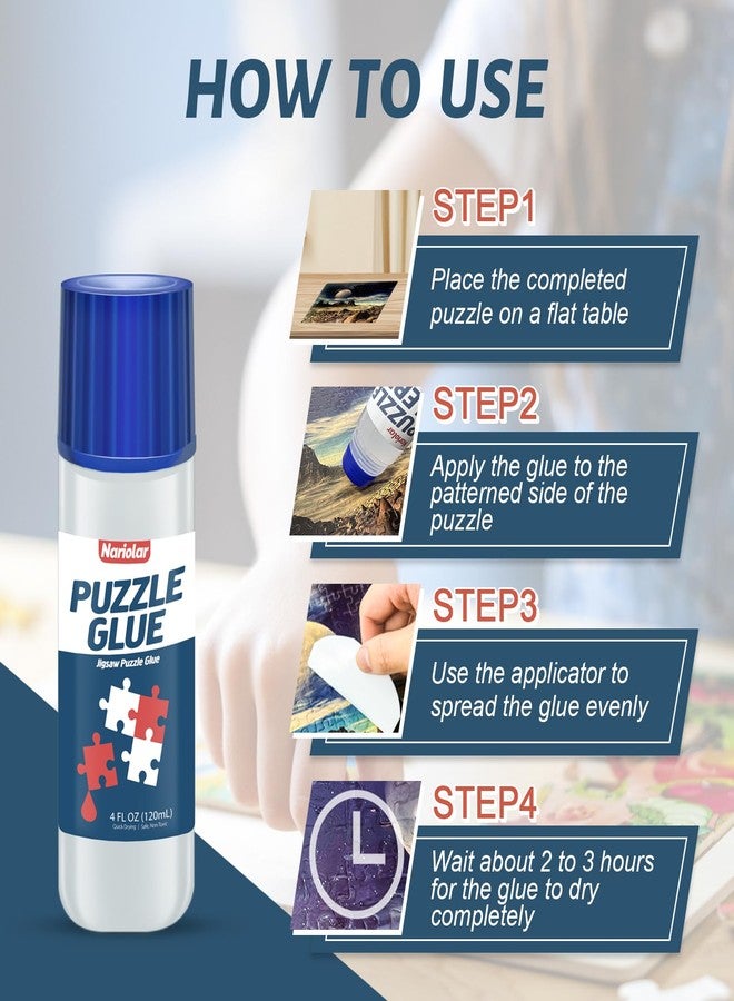 Nariolar Jigsaw Puzzle Glue Clear with Applicator Suitable for Fixing and Hanging Puzzles, Quick Drying, 4 Ounces - Image 4