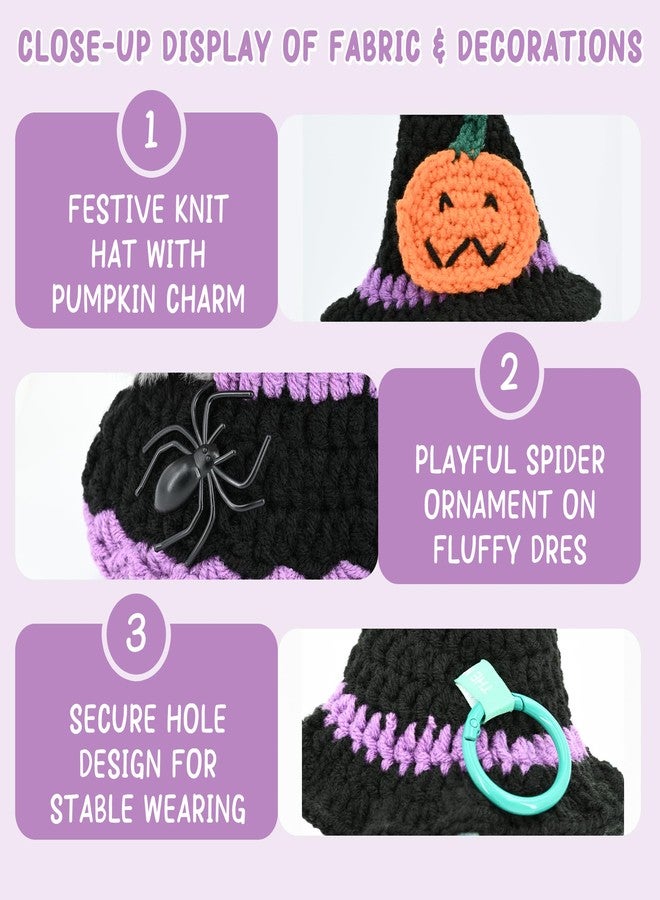 Evowatt Knit Clothes for Labubu Dolls - 2-Piece Outfit Set (Knitted Hat & Dress), Fits 17cm Dolls, Soft and Stylish Doll Clothes Accessories (No Doll)_Purple - Image 3