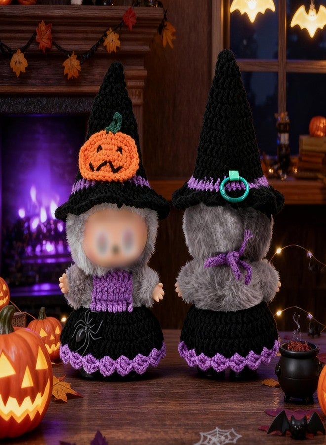 Evowatt Knit Clothes for Labubu Dolls - 2-Piece Outfit Set (Knitted Hat & Dress), Fits 17cm Dolls, Soft and Stylish Doll Clothes Accessories (No Doll)_Purple - Image 2