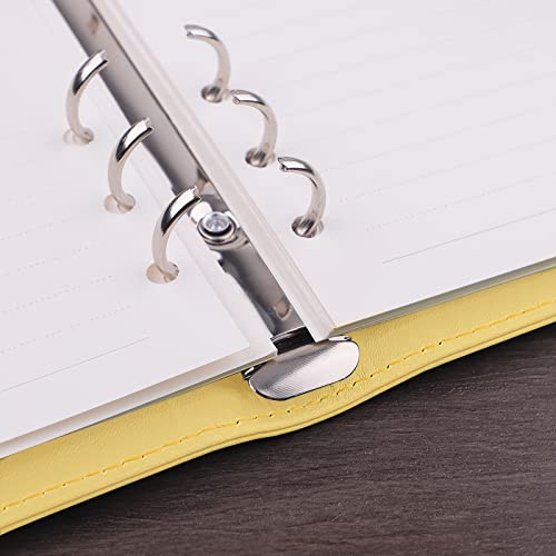 Antner A6 Binder 6 Ring Refillable Notebook Planner Cover for A6 Refill Paper, PU Leather Loose Leaf Personal Budget Planner Money Organizer Binder with Magnetic Buckle Closure, Yellow - Image 3