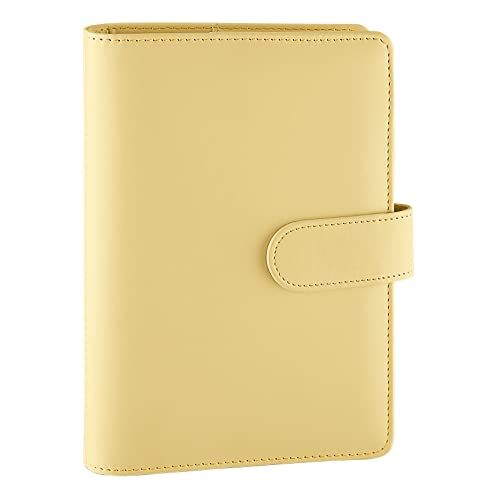 Antner A6 Binder 6 Ring Refillable Notebook Planner Cover for A6 Refill Paper, PU Leather Loose Leaf Personal Budget Planner Money Organizer Binder with Magnetic Buckle Closure, Yellow - Image 1