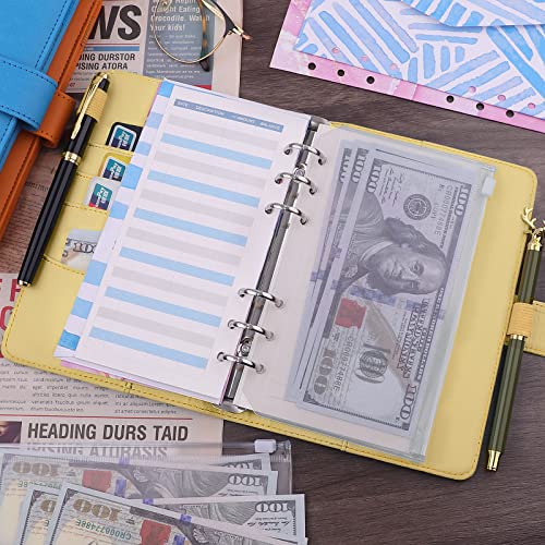 Antner A6 Binder 6 Ring Refillable Notebook Planner Cover for A6 Refill Paper, PU Leather Loose Leaf Personal Budget Planner Money Organizer Binder with Magnetic Buckle Closure, Yellow - Image 5
