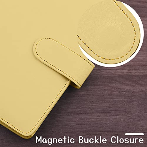 Antner A6 Binder 6 Ring Refillable Notebook Planner Cover for A6 Refill Paper, PU Leather Loose Leaf Personal Budget Planner Money Organizer Binder with Magnetic Buckle Closure, Yellow - Image 4
