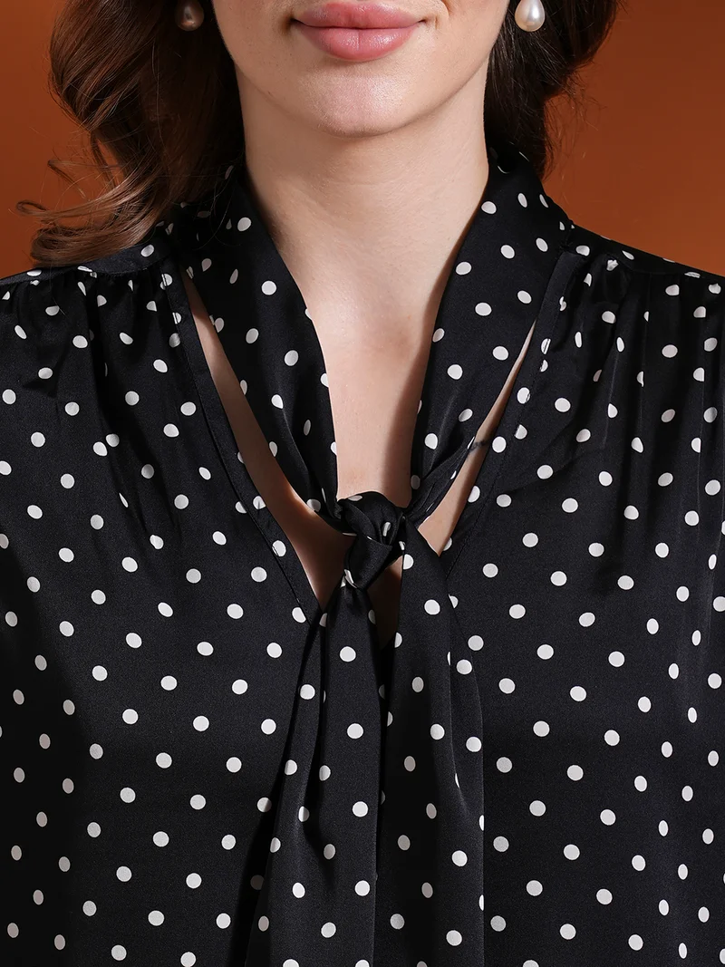 globus Women Polka Dot Print Satin Top