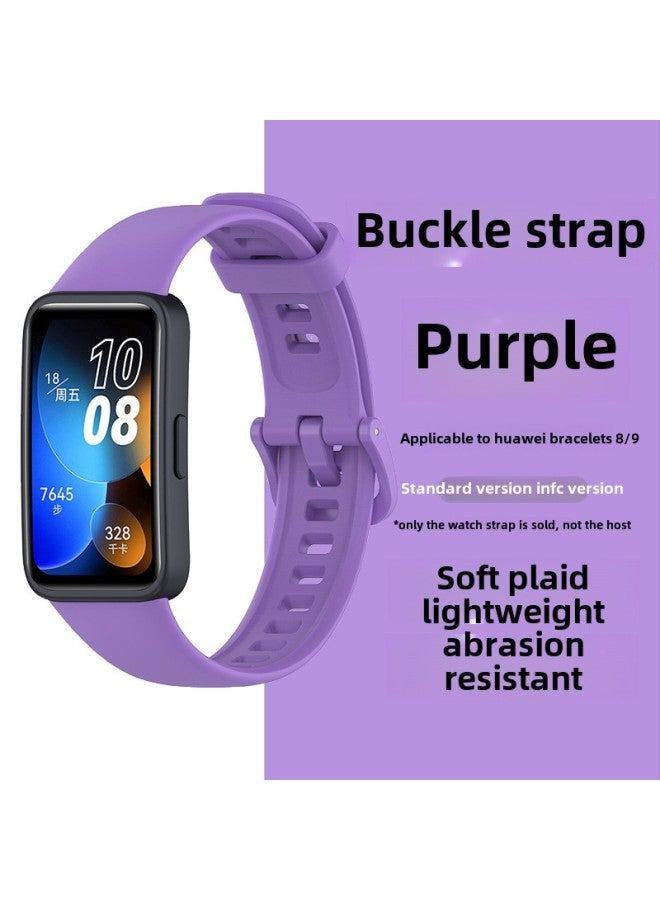 For huawei Bracelet 8/9 Representative Band For huawei Band8 Replacement Wristband Sports Bracelet 9NFC Glue Strap-Color:Purple-Specifications:Applicable To For huawei Bracelets 8/9  - Image 1