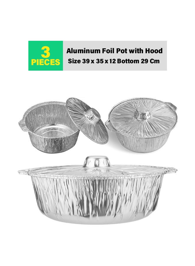 كلينينج سوبر ستور 3 قطع وعاء قصدير ألومنيوم مع غطاء مقاس 39 سم  - Image 1
