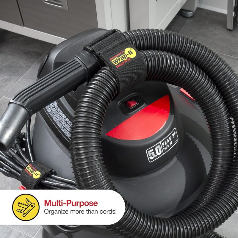Wrap-It Storage - Super-Stretch, 18" (6 Pack) - Elastic Hook and Loop Cinch Straps - Extension Cord Organizer, Hose and Cables Straps, Cord Wrap - Image 2
