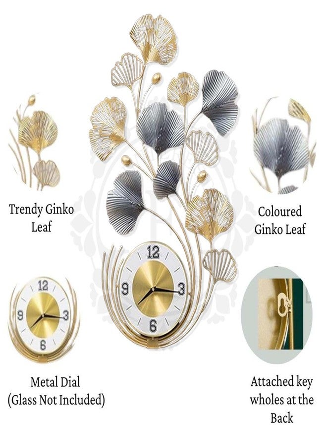 FUNTEREST Metal Silent Watch Wall Hanging Floral Handmade Wall Clock Multicolor Ticking Sound for Bedroom & Office (35X19) - Image 4