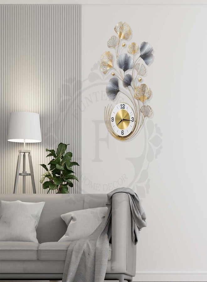 FUNTEREST Metal Silent Watch Wall Hanging Floral Handmade Wall Clock Multicolor Ticking Sound for Bedroom & Office (35X19) - Image 3