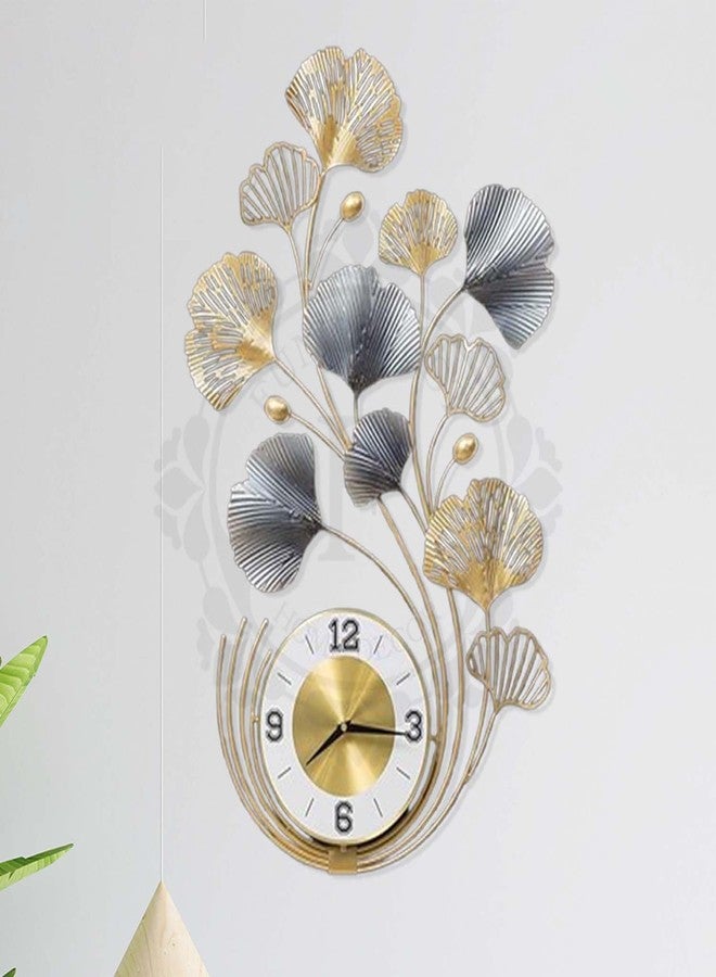 FUNTEREST Metal Silent Watch Wall Hanging Floral Handmade Wall Clock Multicolor Ticking Sound for Bedroom & Office (35X19) - Image 2