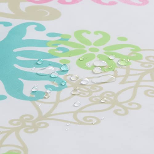 MVSUTA Lorimer Green Striped Polyester Fabric Pink Bright Shower CurtainBlue Colorful Waterproof White Bathroom Curtains72 W x 72 L - Image 3